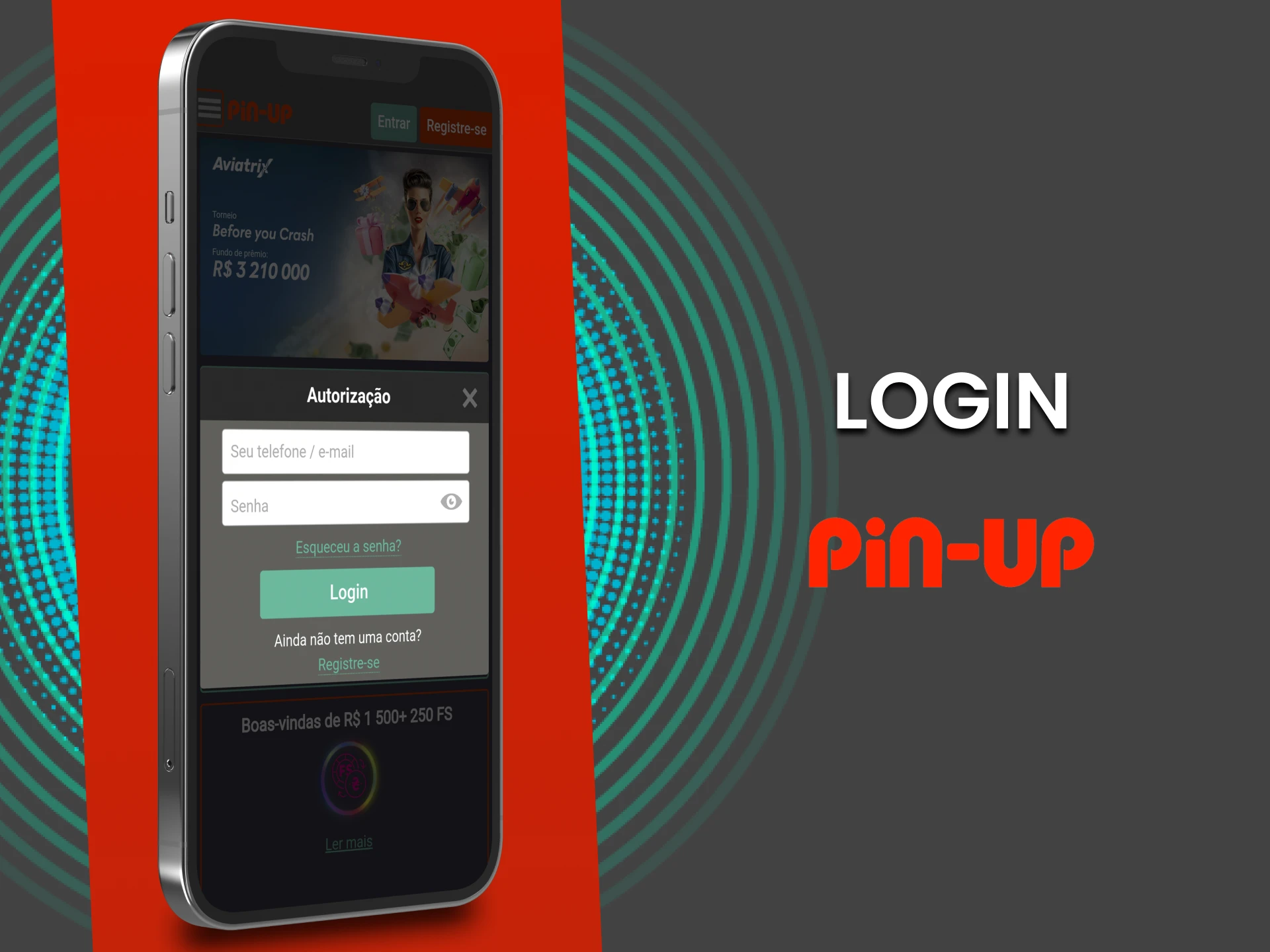 Faça login na sua conta pessoal por meio do aplicativo PinUp.