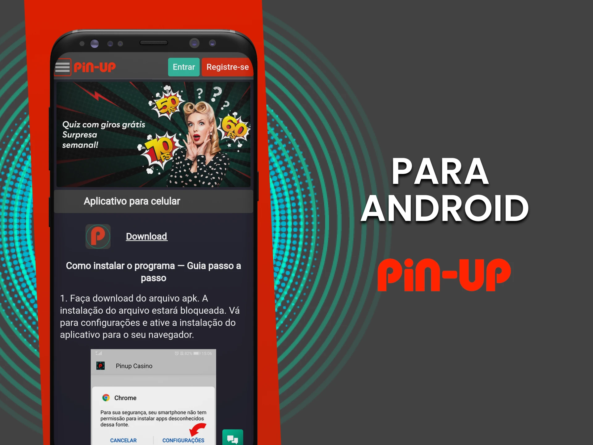 Instale o aplicativo PinUp para Android.