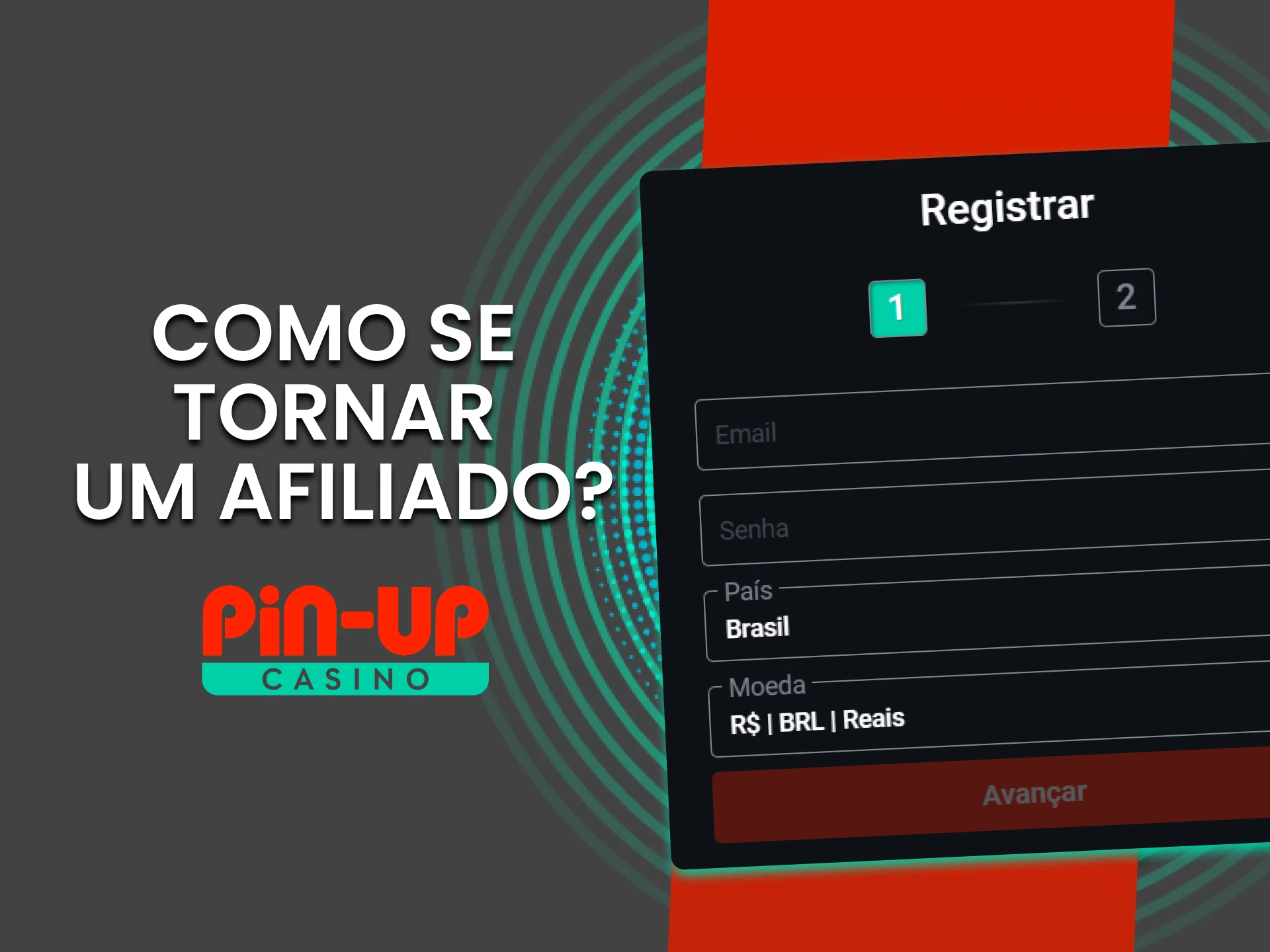 Passe pelo processo de registro para participar do programa de afiliados da Pin Up.
